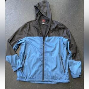 Gerry Men’s Lightweight Wind Rain Jacket Blue Black Zip Drawstring Hooded Sz XL